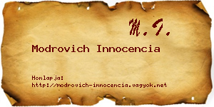 Modrovich Innocencia névjegykártya